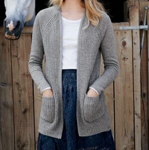 J. Crew 100% Wool Grey Cardigan Sweater with Pockets